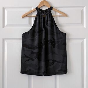 DREW Camo Tank Top In Green + Black Y2K Halter Neck Size Small NWT
